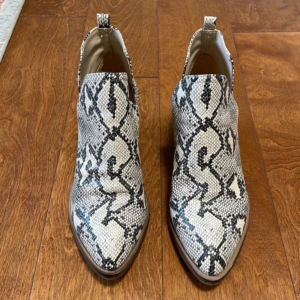 Snakeskin booties